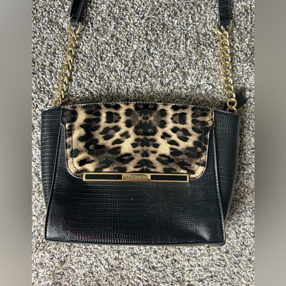 NWOT Anne Klein black and gold with animal print shoulder purse - Picture 4 of 13